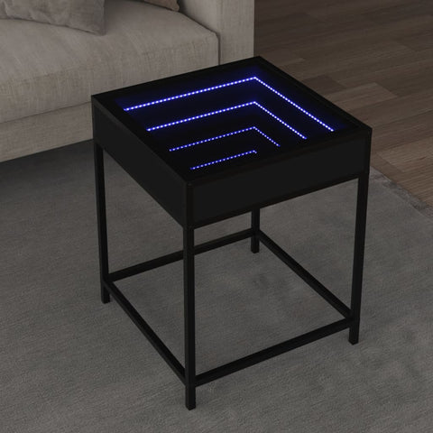 ZNTS Coffee Table with Infinity LED Black 40x40x51 cm 847672