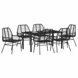 Garden Dining Set 7 pcs Black Poly Rattan 3380845