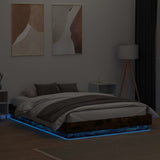 Bed Frame with LED without Mattress Smoked Oak 160x200 cm 3209783