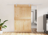 Sliding Door Natural and White 95 x 210 cm Solid Pine Wood 3444955