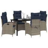 Garden Dining Set with Cushion 5 pcs Grey and Black Rattan 3380577