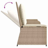Garden Bench with Cushion Black and Cream White Poly Rattan 3394444