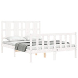 Bed Frame without Mattress White Small Double Solid Wood Pine 3192202