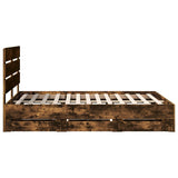 Bed Frame with Drawer Smoked Oak 150 x 200 cm Engineer Wood 3411826