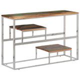 Console Table Silver Stainless Steel and Solid Reclaimed Wood 350008
