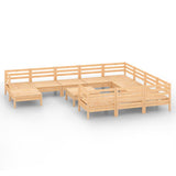 12 Piece Garden Lounge Set Solid Wood Pine 3083309