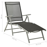 Dining Set Black, Silver, Light Grey Aluminium, Textilene, Glass 3070646
