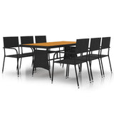 Outdoor Dining Set Black PE rattan, steel, solid acacia wood 3120106