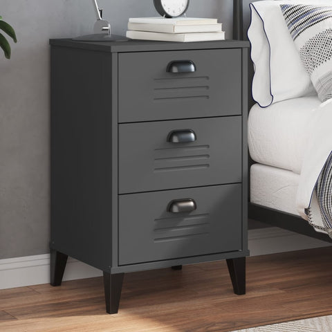 ZNTS Bedside Cabinet VIKEN Anthracite Grey Engineered Wood 374913