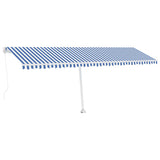 ZNTS Freestanding Manual Retractable Awning 600x350 cm Blue/White 3069676