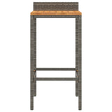 Bar Stools 2 pcs Grey Poly Rattan and Solid Wood Acacia 362603