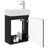Bathroom Vanity Unit with Tap Black 45.5 x 22.5 x 84 cm 889452