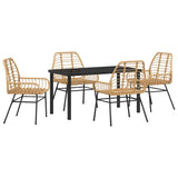 Garden Dining Set 5 pcs Brown Poly Rattan 3380850