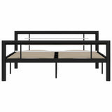Bed Frame without Mattress Black and White Metal 140x200 cm 284553