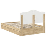 Storage Bed with Drawer Sonoma Oak 135 x 190 cm Engineered Wood 3413515