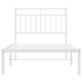 Metal Bed Frame without Mattress with Headboard White 90x200cm 373733