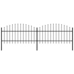 ZNTS Garden Fence with Spear Top Steel x3.4 m Black 277722