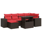 9 Piece Garden Sofa Set with Cushions Brown Poly Rattan Acacia 3326835