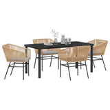 Garden Dining Set with Cushion 5 pcs Brown Powder-Coated Steel 3380928