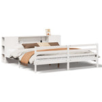 ZNTS Bookcase Bed without Mattress White 180x200 cm Super King Solid Wood Pine 3321859