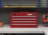Lockable Metal Tool Box, 4 Drawer Tool Chest with Latches, Handle, Ball Bearing Runners, Red T3398P343059