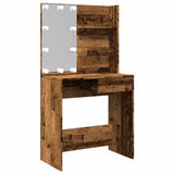 Dressing Table with LED Old Wood 74.5x40x141 cm 857021
