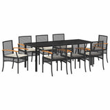 Garden Dining Set with Cushion 9 pcs Black Rattan 3380819