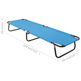 ZNTS Folding Sun Lounger Steel Turquoise Blue 310348