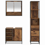 Bathroom Furniture Set with Door 3 pcs Old Wood Engineered Wood 3402503
