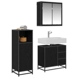 Bathroom Furniture Set 3 pcs Black Oak Engineered Wood 3402395