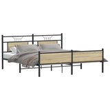 Metal Bed Frame without Mattress Sonoma Oak 180x200 cm Super King 3325125