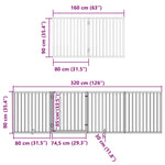 Dog Gate with Door Foldable 8 Panels Brown 640 cm Poplar Wood 3155582