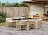 7 Piece Garden Dining Set with Cushions Beige Poly Rattan 3211630