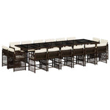 17 Piece Garden Dining Set with Cushions Brown Poly Rattan 3211785