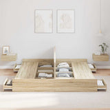 Storage Bed Frame Sonoma oak 200 x 200 cm Engineered wood 3335263