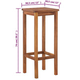 Bar Chair Set of 2 Natural wood Solid acacia wood Medium 44016