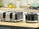 Polished Metal Kettle and Toaster Set - Black T3398P343150