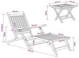 Folding Deck Chair with Table Natural Solid Teak Wood 42030521