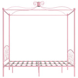Canopy Bed Frame without Mattress Pink Metal 140x200 cm 284489