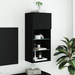 ZNTS TV Cabinet with LED Lights Black 40.5x30x90 cm 837045