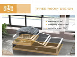 Tortoise House 3-Room with 2 Stories, Ladder, Balcony, Tray, Openable Roof, 59H x 112L x 65Wcm, Grey T3398P349998