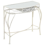 Side Table French Style Metal 82x39x76 cm White 245935