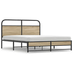 Metal Bed Frame without Mattress Smoked Oak 160x200 cm 3318679