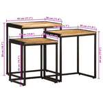 ZNTS Nesting Side Tables 3 pcs Solid Rough Wood Mango 376037