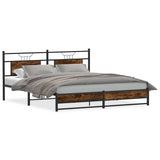 Metal Bed Frame without Mattress Smoked Oak 183x213 cm 3325110