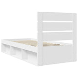 Bed Frame with Headboard White 100 x 200 cm Solid Pine Wood 3411776