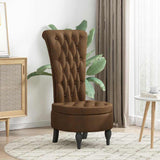 Slipper Chair Brown 56.5 x 70 x 110 cm Faux Suede Leather 42020686