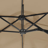 Double-Head Garden Parasol with LEDs Taupe 316x145 cm 362972