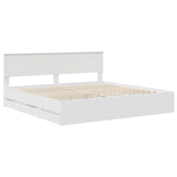 Bed Frame with Drawer White 200 x 200 cm Engineer Wood 3410672