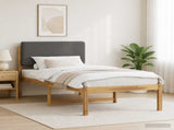 Bed Frame with Upholstered Headboard Whitewash and Light Grey 904354